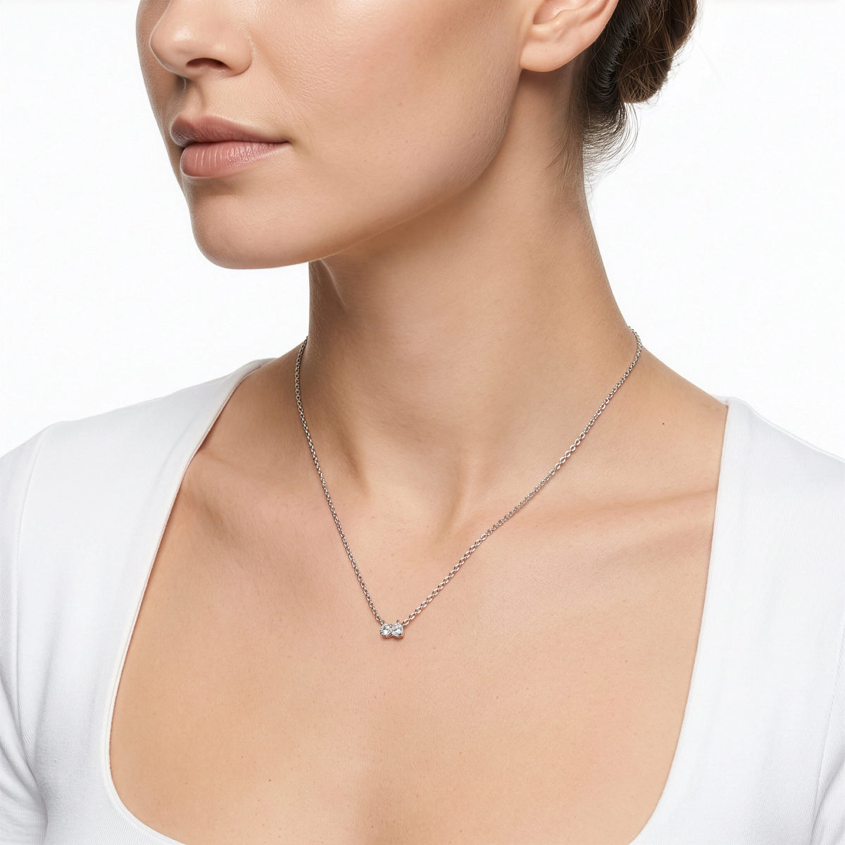 STERLING SILVER RHODIUM PLATED LAB DIAMOND PENDANT