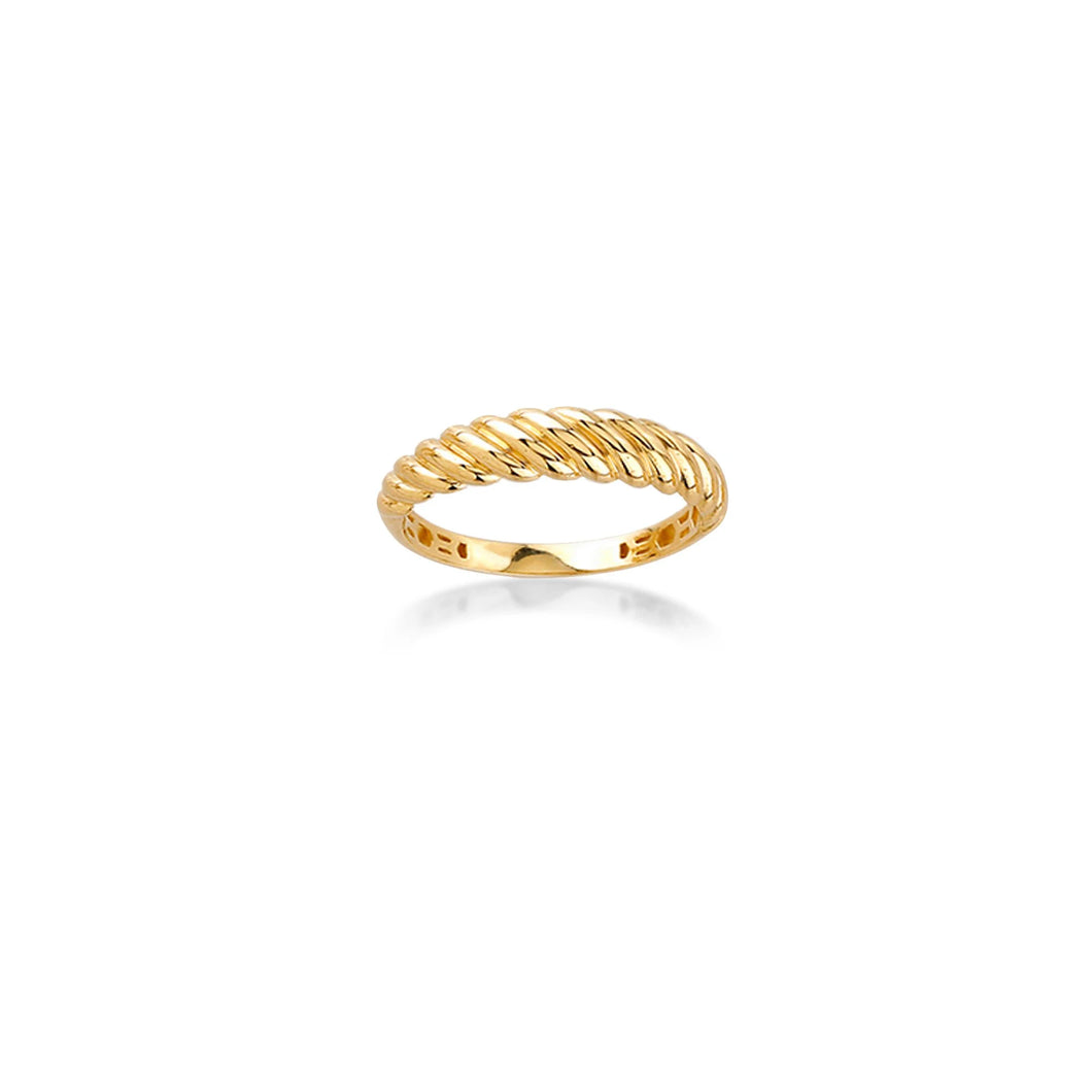 10K YELLOW GOLD THIN CROISSANT RING