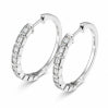 STERLING SILVER EMERALD CUT LAB DIAMOND 1.5CT HOOP EARRINGS