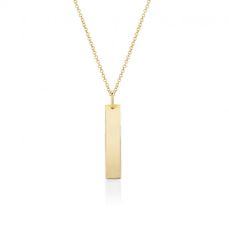 10K GOLD RECTANGULAR DOG TAG NECKLACE