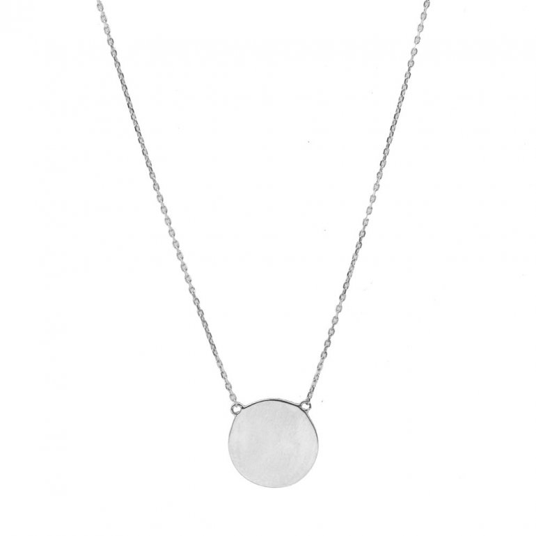 PLAIN 10K GOLD CIRCLE DISC NECKLACE 12MM